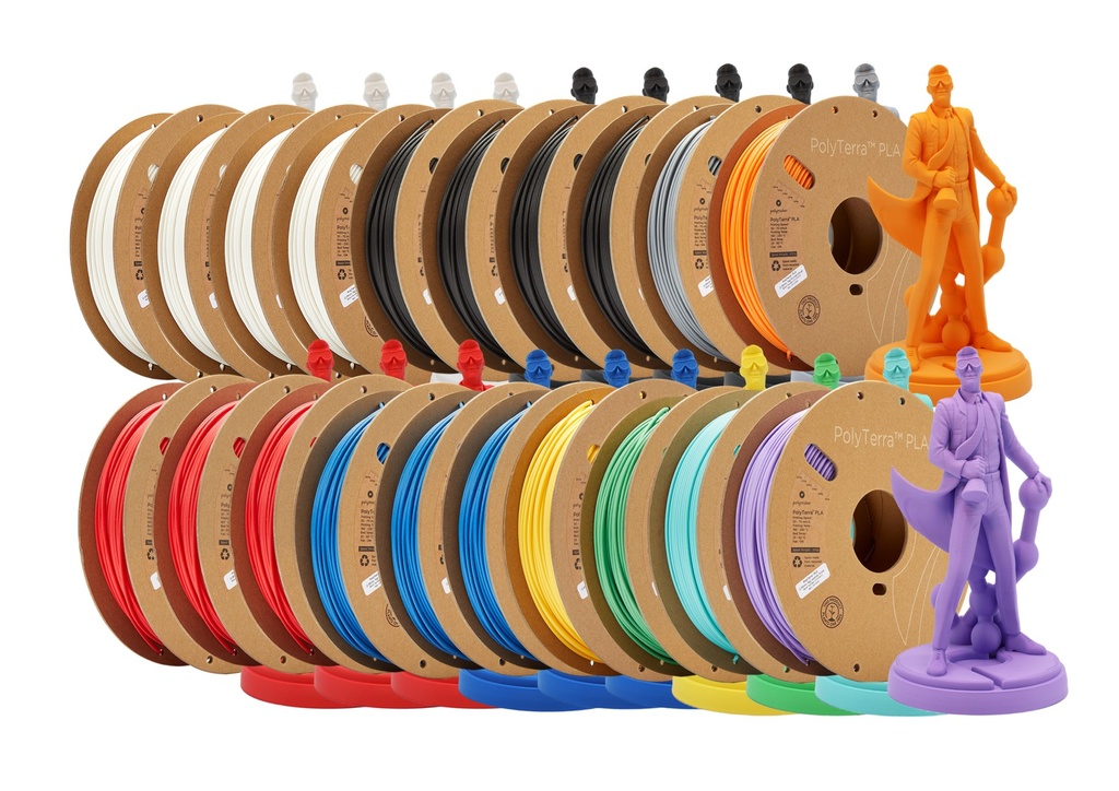 Lot éduc. 20 bobines filament Polymaker Polyterra PLA 20 kg