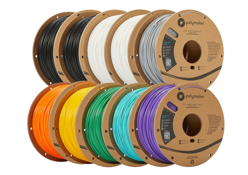 Lot éduc. 10 bobines filament Polymaker Polylite PLA 10 kg