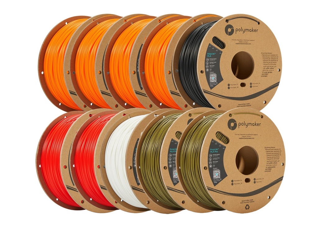 Lot de 10 bobines filament Polymaker Polylite PETG 10 kg