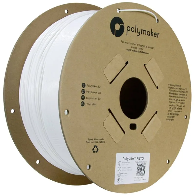 Filament PolyMaker PolyLite PETG 1,75 mm 3 kg (White)