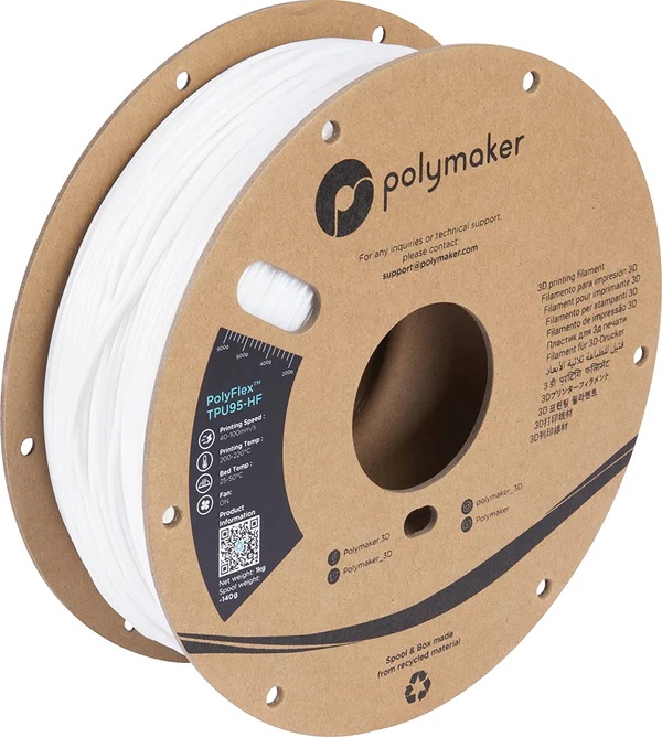 Filament PolyMaker PolyFlex TPU-95A HF blanc