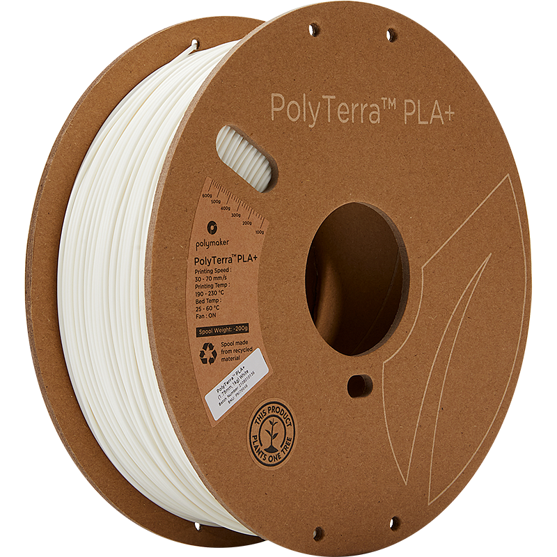 [70946] Filament PolyMaker PolyTerra PLA+1,75 mm 1 kg (Blanc)